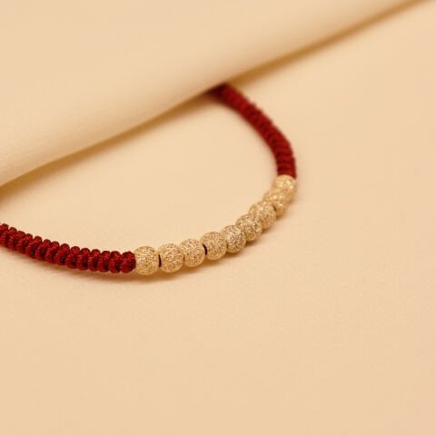 Sıralı Simli Top Bordo İpli Bileklik