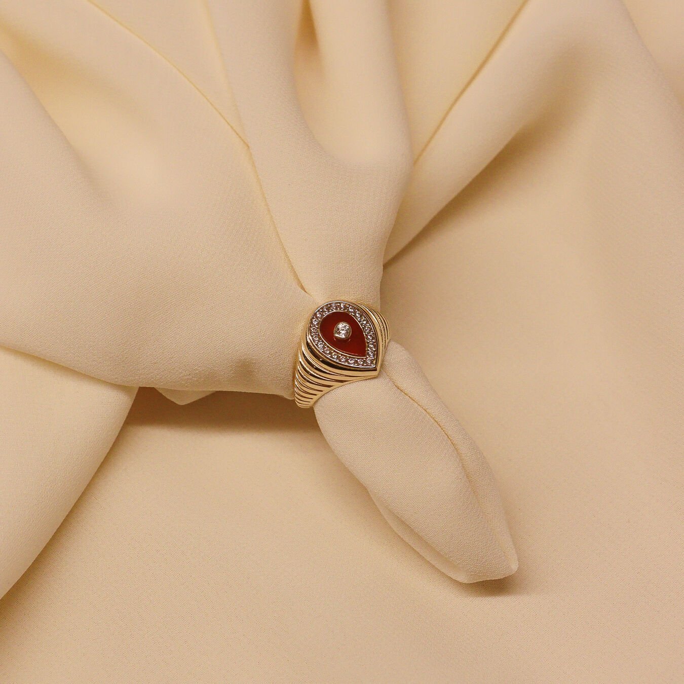 Bordo Sedef Damla Modern Yüzük