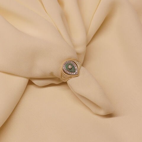 Yeşil Sedef Damla Modern Yüzük