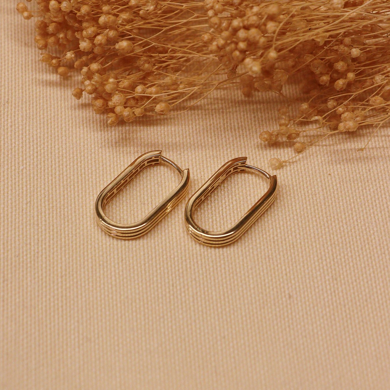 Çizgi Desenli Ataç Halka Küpe