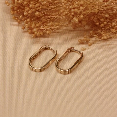 Çizgi Desenli Ataç Halka Küpe