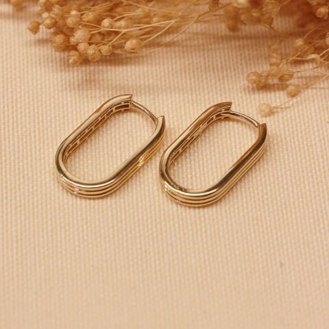 Çizgi Desenli Ataç Halka Küpe