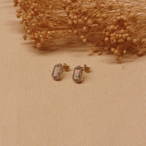 Opal Vidalı Küpe
