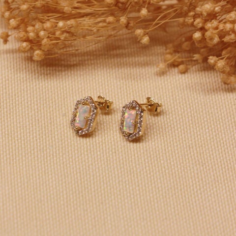 Opal Vidalı Küpe