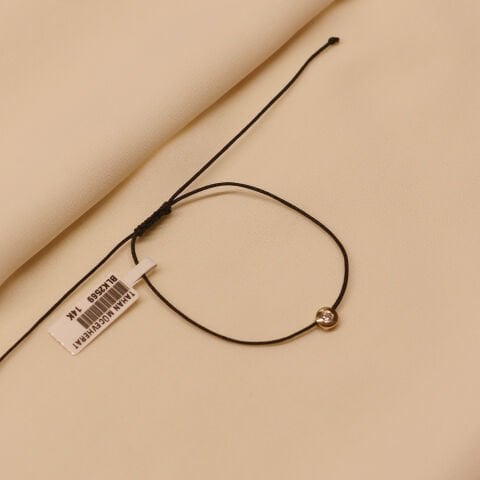 Yuvarlak Taşlı Siyah İpli Bileklik