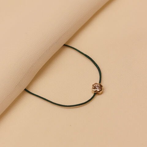 Taşlı Yonca Yeşil İpli Bileklik