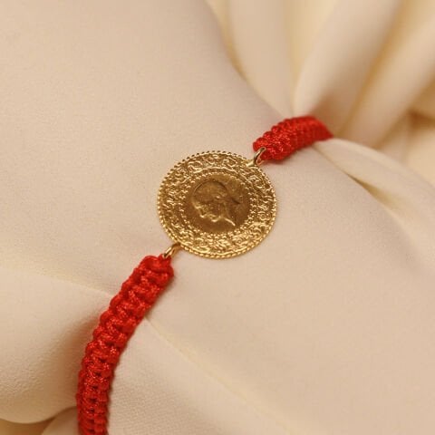 Kırmızı İpli Çeyrekli Bileklik