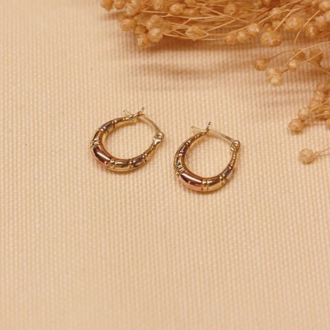 Üç Renk Mini Oval Halka Küpe