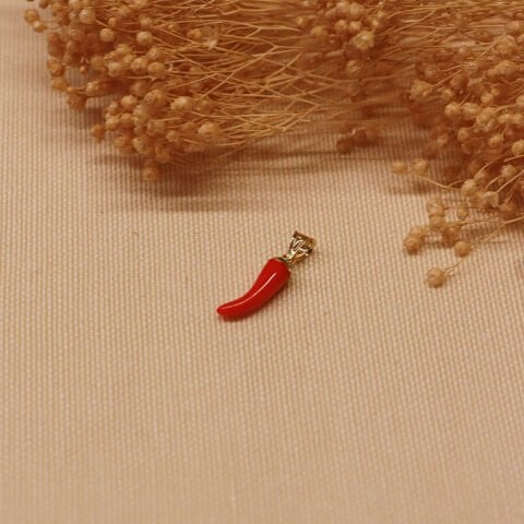 Kırmızı Biber Minimal Kolye Ucu