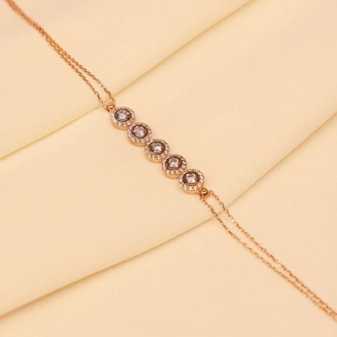 Zincirli Sıra Taşlı Modern Bileklik