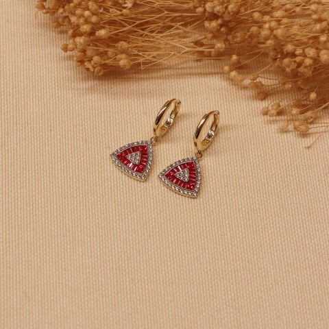 Pink Trapez Sallantılı Küpe