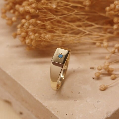 Firuze Taşlı Kutup Yıldızı Modern Yüzük