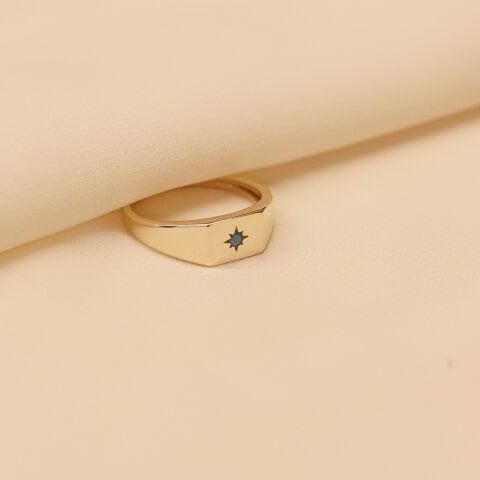 Firuze Taşlı Kutup Yıldızı Modern Yüzük