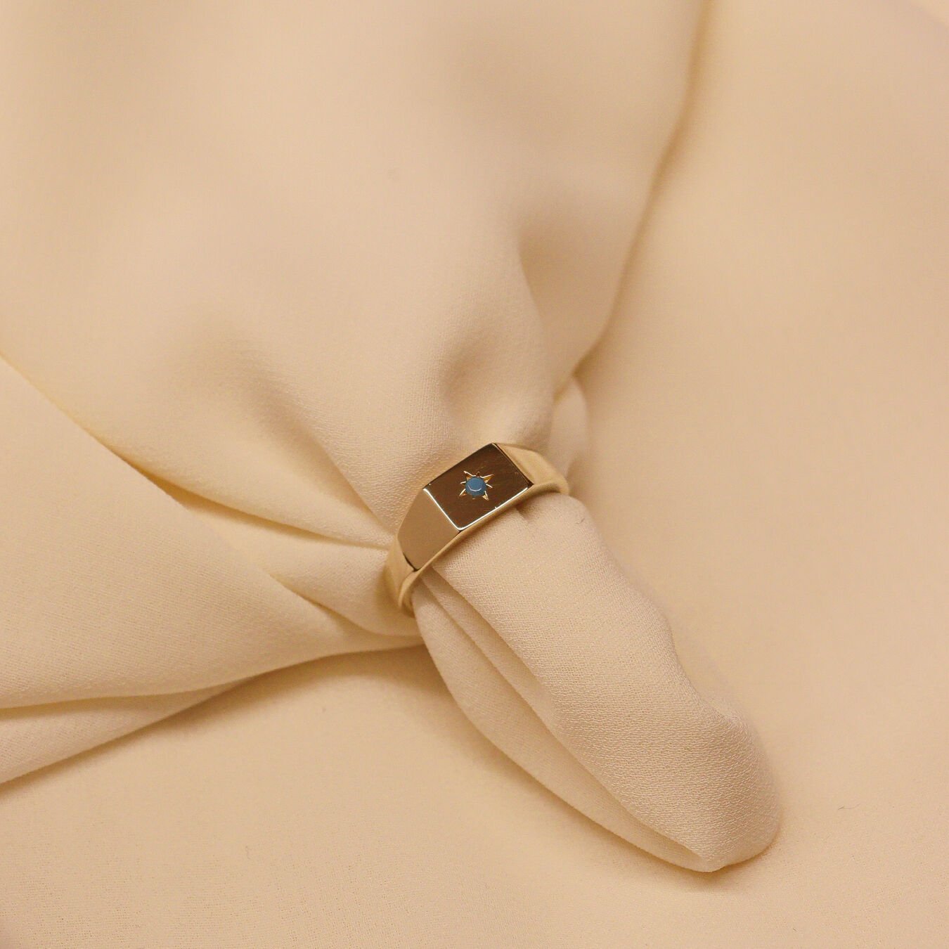 Firuze Taşlı Kutup Yıldızı Modern Yüzük