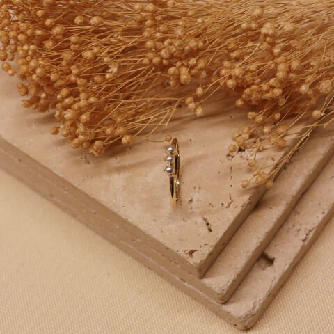 Üç İnci Minimal Yüzük