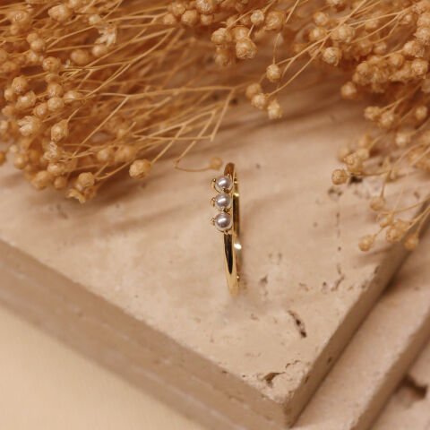 Üç İnci Minimal Yüzük