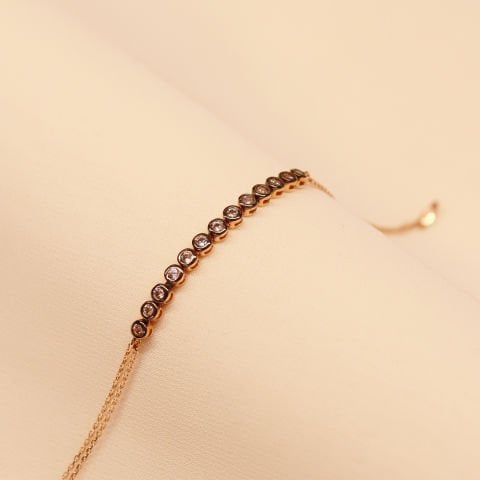 Zincirli Sıvama Taşlı Modern Bileklik