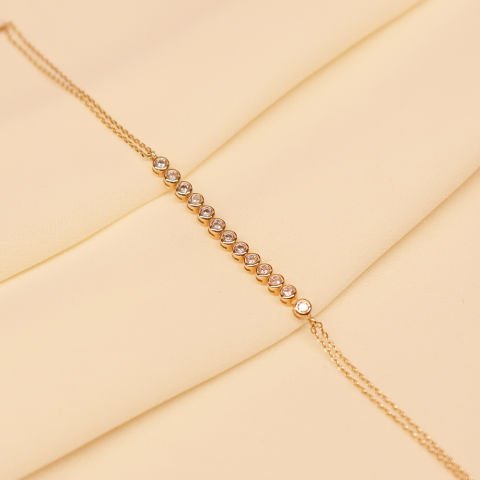 Zincirli Sıvama Taşlı Modern Bileklik