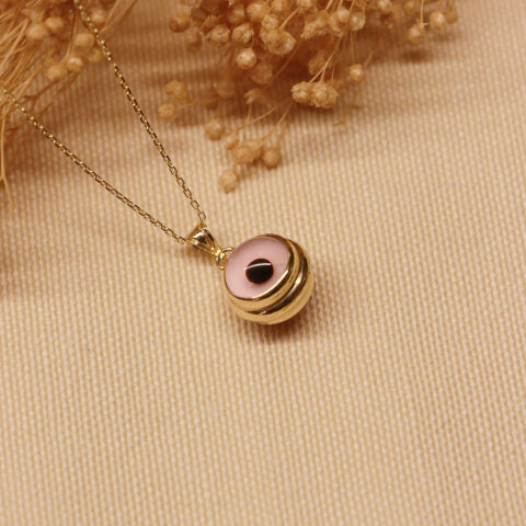 Pembe Göz Modern Kolye
