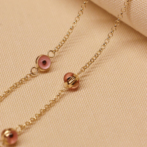 Doç Zincirli Pembe Göz Modern Kolye