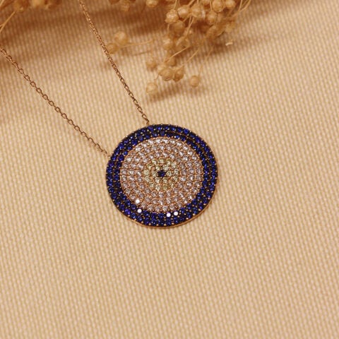 Royal Lacivert Nazar Modern Kolye
