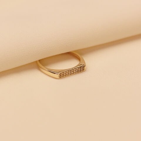 İki Sıra Taşlı Çubuk Minimal Yüzük