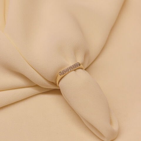 İki Sıra Taşlı Çubuk Minimal Yüzük