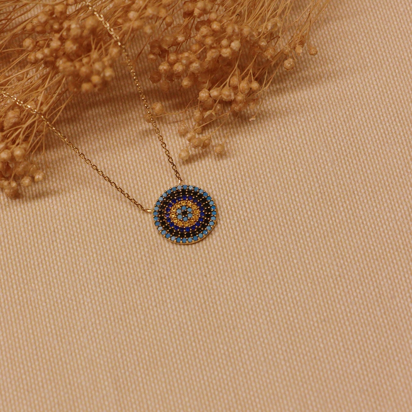 Blue Aura Nazar Modern Kolye