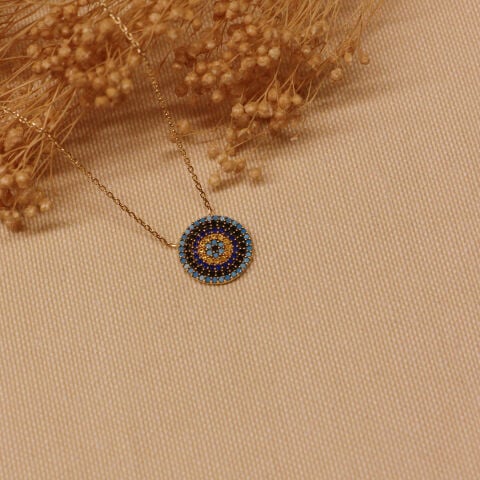Blue Aura Nazar Modern Kolye