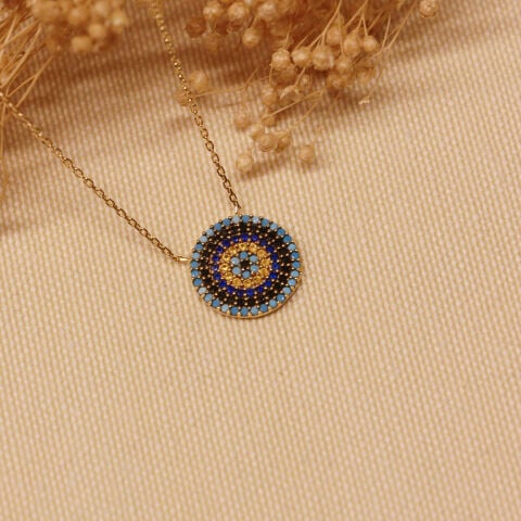 Blue Aura Nazar Modern Kolye