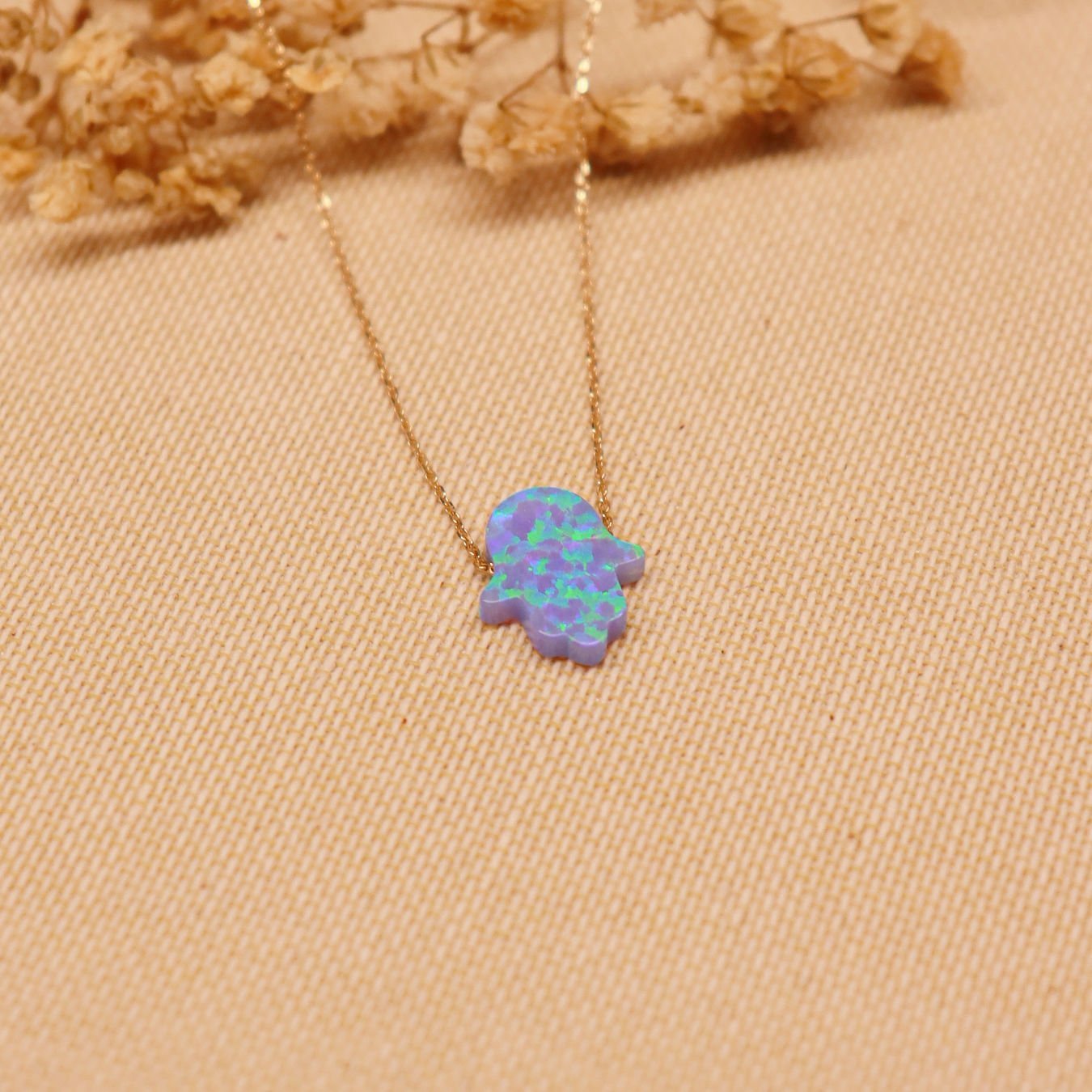 Opal Fatma Ana Minimal Kolye