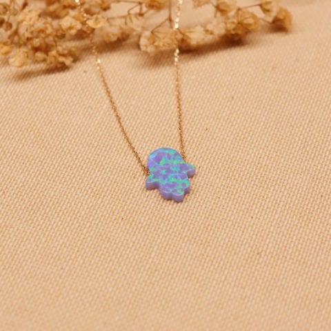 Opal Fatma Ana Minimal Kolye