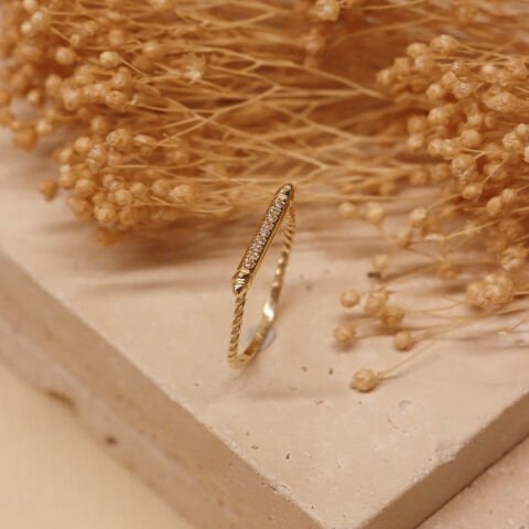 Taşlı Çubuk Minimal Yüzük