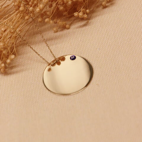 2.5 Cm Nazar Mineli Plaka Modern Kolye