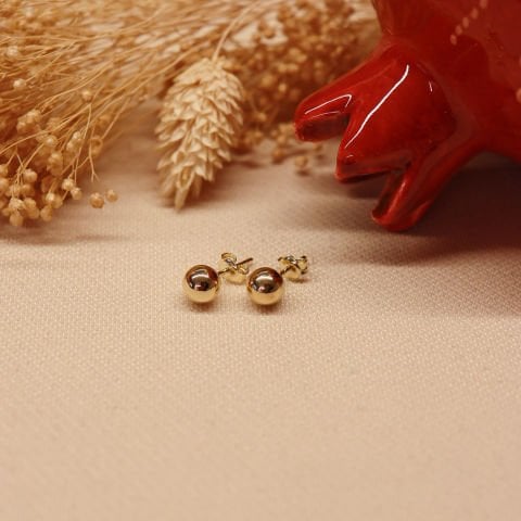 6 MM Parlak Top Vidalı Küpe