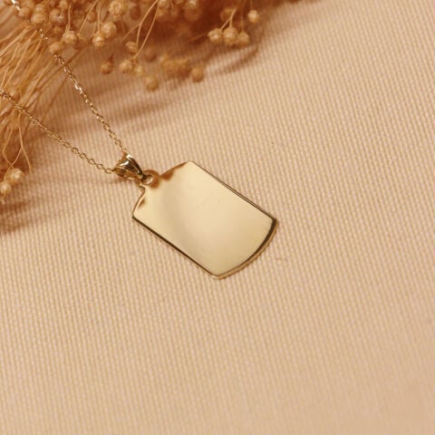 3 Cm Dikdörtgen Plaka Modern Kolye