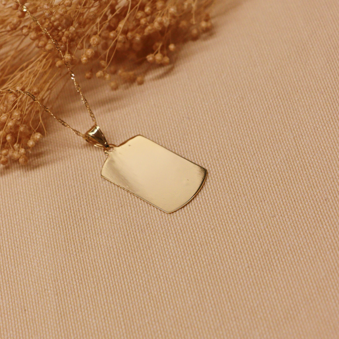 4 Cm Dikdörtgen Plaka Modern Kolye