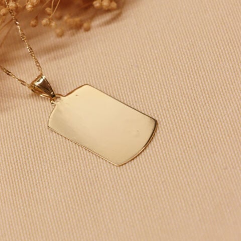 4 Cm Dikdörtgen Plaka Modern Kolye