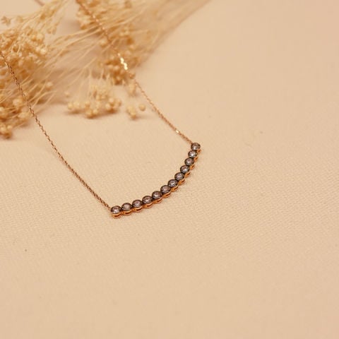 Sıralı Sıvama Taşlı Modern Kolye