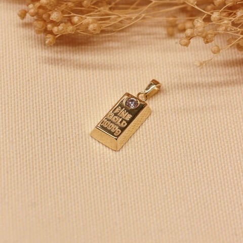 Taşlı Külçe Modern Kolye Ucu