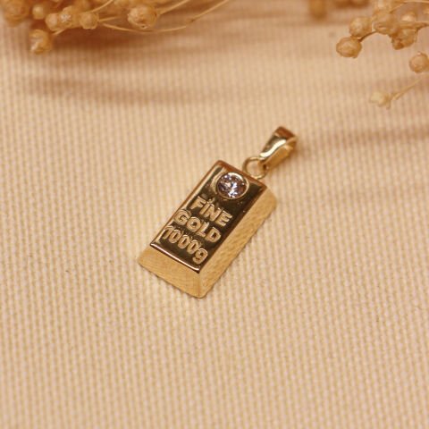 Taşlı Külçe Modern Kolye Ucu