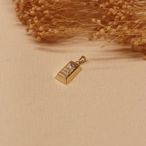 Taşlı Külçe Modern Kolye Ucu