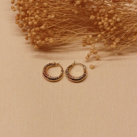 Üç Renk Midye Desenli Halka Küpe