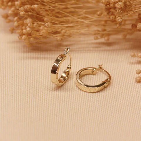 Kare Kesim Sade Halka Küpe