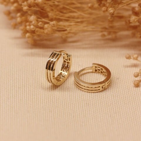 Çizgi Desenli Halka Küpe