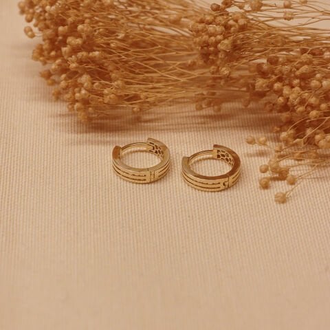 Çizgi Desenli Halka Küpe