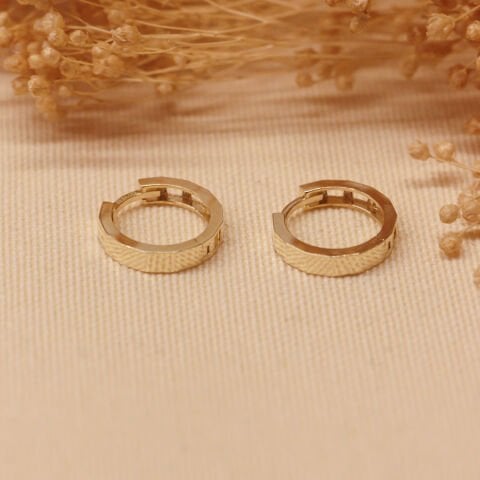 Blok Desenli Halka Küpe