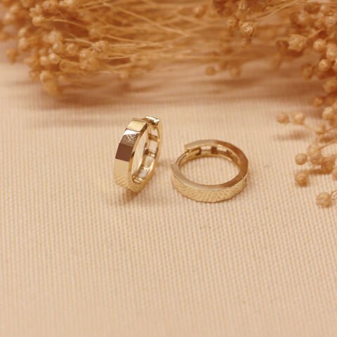 Blok Desenli Halka Küpe