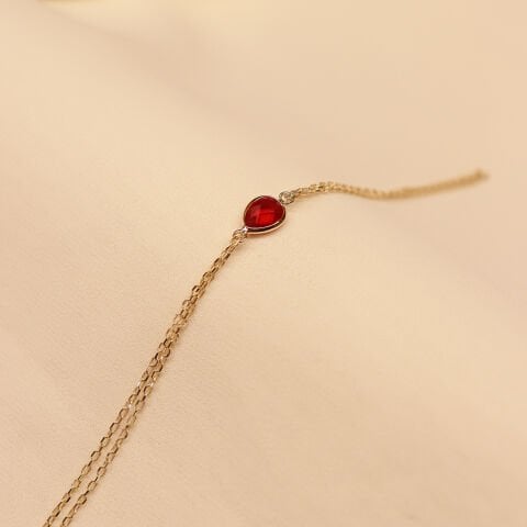 Yakut Taşlı Minimal Bileklik