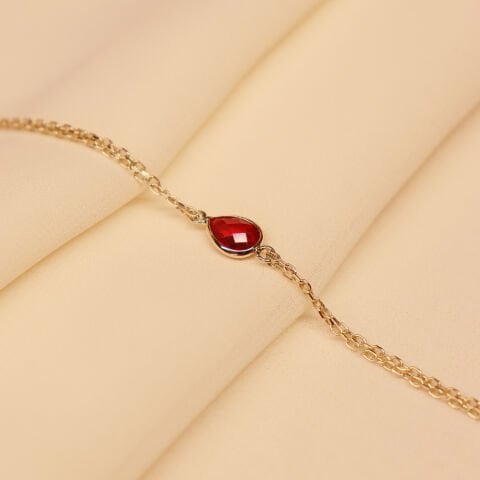 Yakut Taşlı Minimal Bileklik